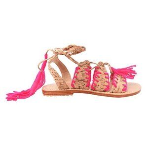 NWT Mystique Gladiator Cork Fuchsia Boho Chic Leather Footbed Wrap Sandals